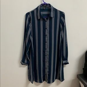 Navy button down chiffon dress